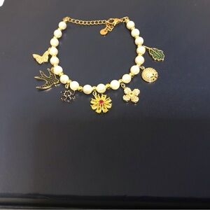 Anna CZ & Imitation Pearl Charm Bracelet EYE CANDY LOS ANGELES